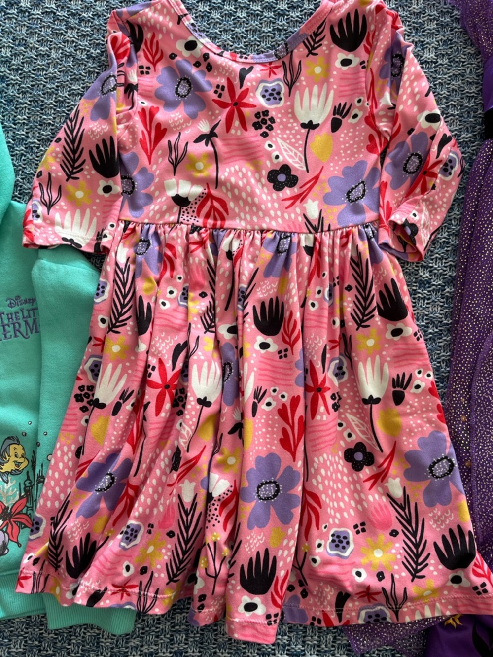 7 Piece BUNDLE 4-T Purple Anna Dress, Little Mermaid hoodie, Mirabel dress - Picture 6 of 11